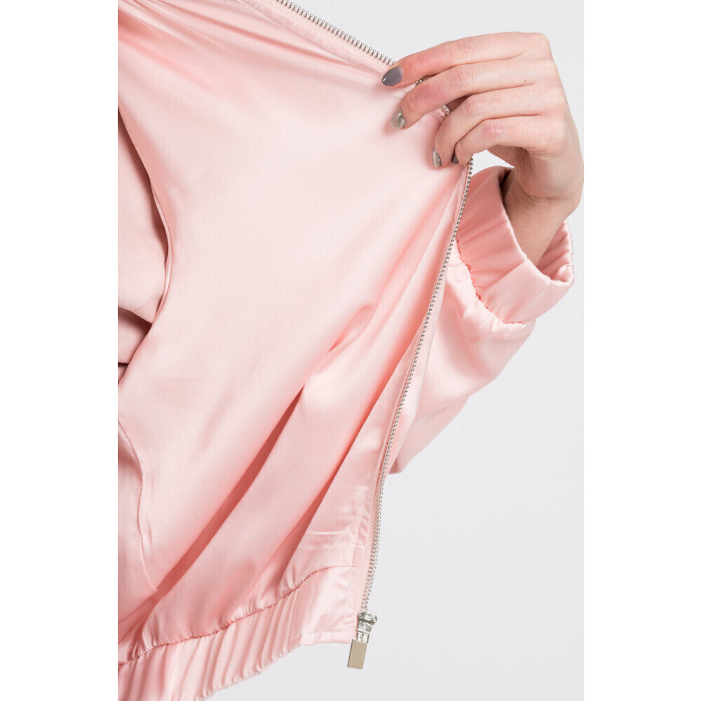 Calvin Klein Zip Up Sheer Satin Bomber Jacket In Blush Pink Size M 150$ - Picture 8 of 12